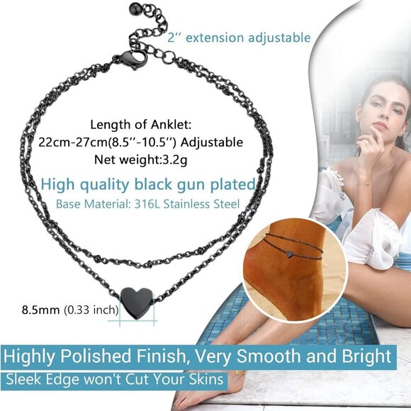 Stainless Steel Anklet Women Adjustable 8-10.5 Inch Link Chain Beach Jewelry - Picture 3 of 7